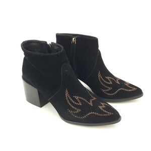Matisse | Vox Western Embroidered Bootie in Black Suede
